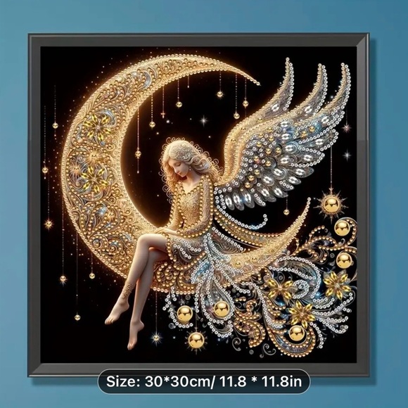 NWT FAIRY ON THE MOON DIAMOND ART 30cm x 30cm/11.8” x 11.8” EASY DIY GREAT GIFT - Picture 1 of 3